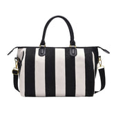 Striped Bowling Large Capacity Canvas Shoulder Bag